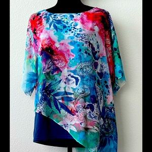 Summer sheer 2 layer Blouse iOS Chicos size 2